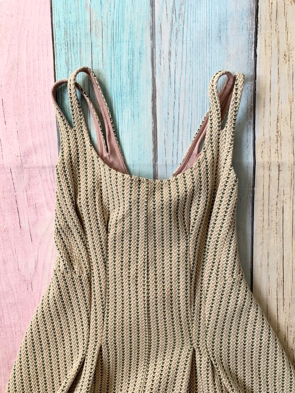 Anthropologie Cream Knit Sundress with Pink Straps - Picture 6 of 10